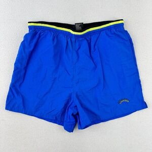 Vintage Nylon Swim Trunks Mens Medium Blue Mesh‎ Lined Cheetah Sport 90s Shorts